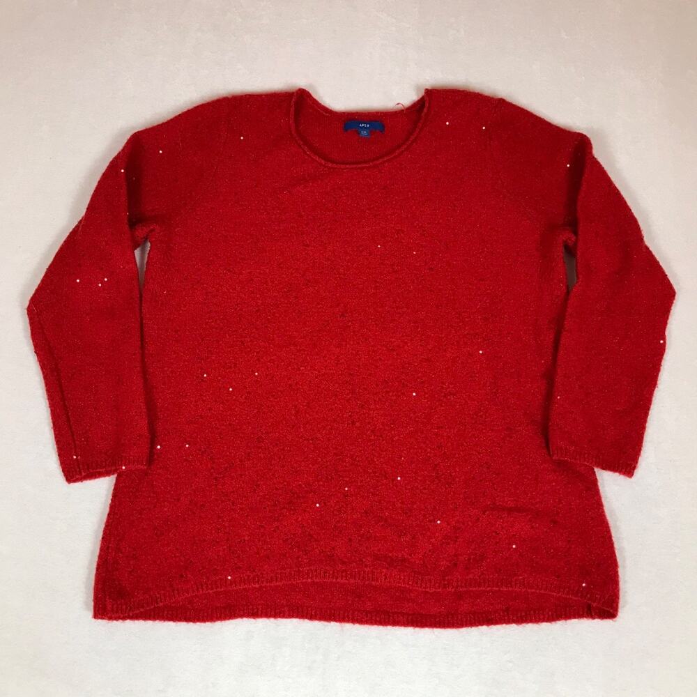 Apt. 9 Red Sequin Speckled Flecked Chunky Knit Sweater XXL